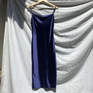 Xxxiticat blue shiny body con formal slip dress, size small